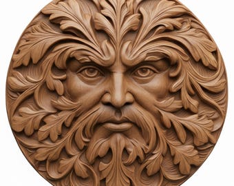 STL File Green Man Face 3D Printable Model for Instant Digital Download