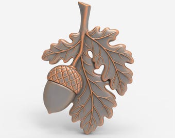 STL File Oak Leaf and Acorn 3D Printable Model for Instant Digital Download