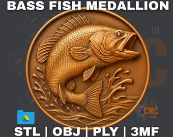 Plik STL do plotera CNC, drukarki 3D, laserowo personalizowany, okoń, skaczący medalion, skacząca ryba, sztuka ścienna, ulga w rozpryskiwaniu, domek na świeżym powietrzu