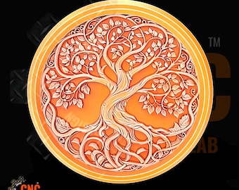 Archivo STL del árbol celta de la vida, medallón de moneda redonda para impresión 3D CNC, tallado de madera, fundición de resina, grabado láser, descarga digital