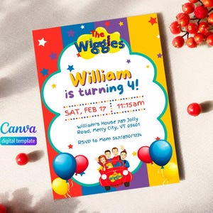 Printable Wiggles Birthday invite, Wiggle Birthday invitation, editable music invitation, Wiggles Car Birthday Party