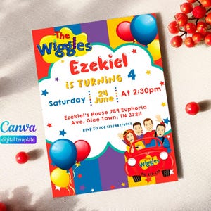 Printable Wiggles Birthday invite, editable music invitation, Wiggle Birthday invitation, Wiggles Car Birthday Party
