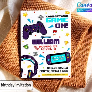 Birthday Invitation, Game invite, Gamer invitation, Boy Girl Birthday Invitation, Instant Download invite, Printable invite