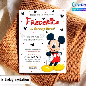 Mickey mouse birthday invite, editable birthday party invite template, Printable mickey Boy Girl Birthday Invitation