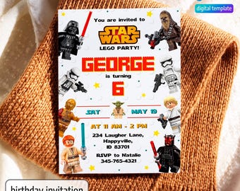 Printable Birthday Invitation, Star invite, wars invitation, darth vader birthday party, Instant Download stormtrooper invitation