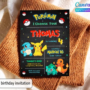 Invitación de cumpleaños imprimible, invitación de cumpleaños, invitación editable, invitación de cumpleaños de anime, descarga instantánea