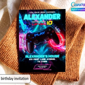 Birthday Invitation, Game invite, Gamer invitation, Boy Girl Birthday Invitation, Instant Download invite, Printable invite