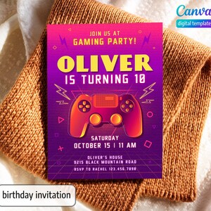 Birthday Invitation, Game invite, Gamer invitation, Boy Girl Birthday Invitation, Instant Download invite, Printable invite