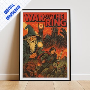 War of the Ring Board Game Poster - Fan Art, Digital Download, Retro Game Art