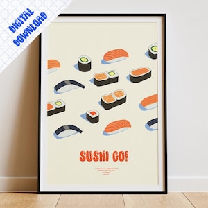 Poster del gioco da tavolo ispirato a Sushi Go Fan Art Stampa digitale