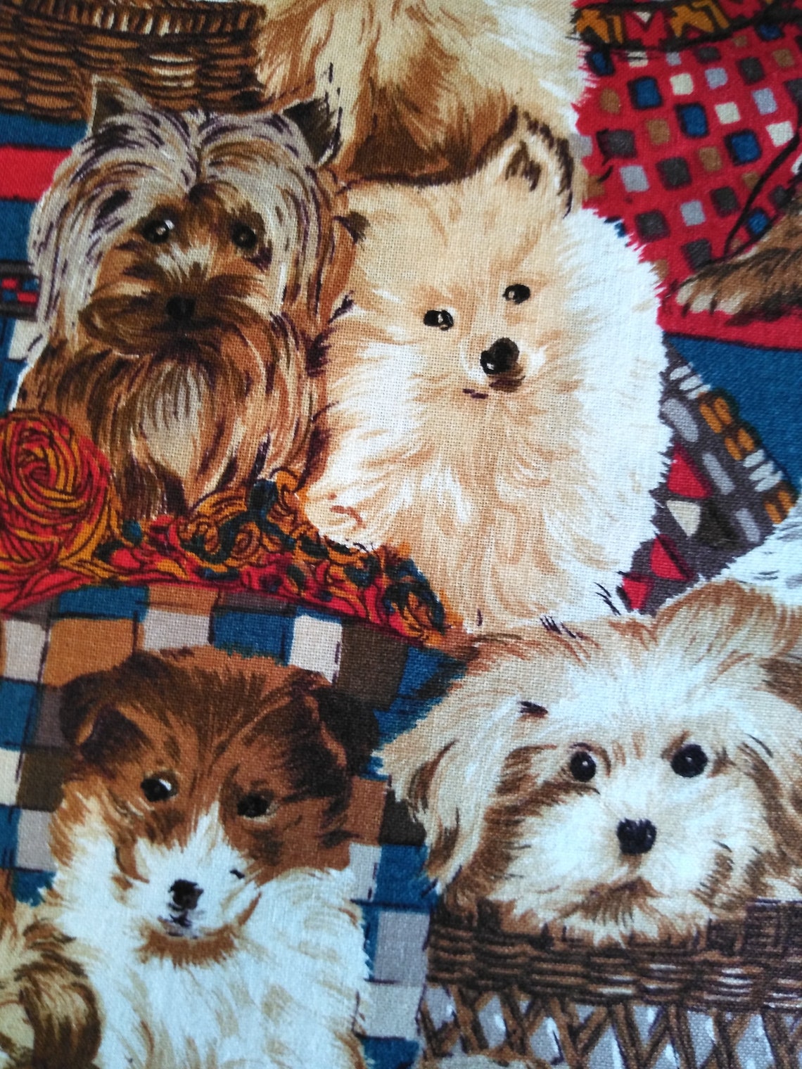 Dog Cotton Fabric With Teal Background by Timeless Treasures | Etsy