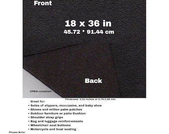 Toughtek Non slip Black Fabric 18 by 36  in., Sole Fabric, Shoe Fabric, Baby Shoe Sole Fabric, Waterproof  Fabric, Non-Skip , Slip Resistant