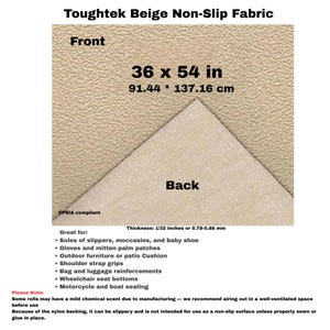 Toughtek Non slip Beige Fabric 36 by 54  in., Sole Fabric, Shoe Fabric, Baby Shoe Sole Fabric, Waterproof  Fabric, Non-Skip , Slip Resistant