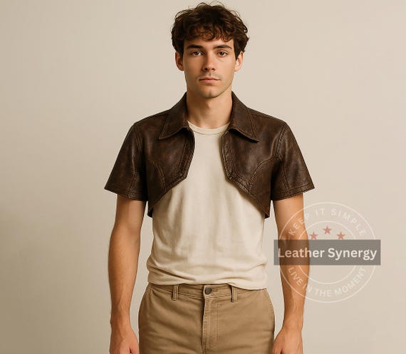 Short Sleeve Bolero Jacket Brown Made By Johnny Women's Short