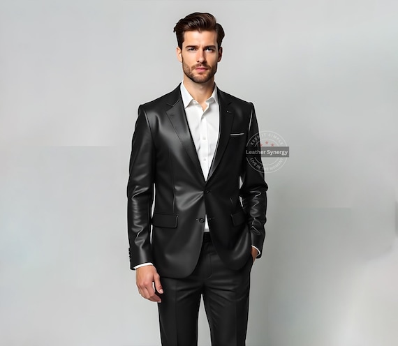 Genuine Black Leather Blazer Jacket for Men | Real Leather Blazer | Classic Leather Black Blazer | Black Leather Coat
