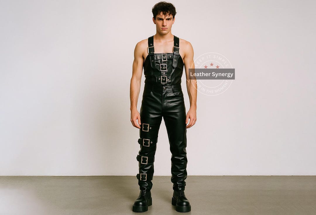 Mサイズ HYDE × SWITCHBLADE BUCKLE JUMPSUIT Genuine Leather Buckled Jumpsuit for Men | Handmade BDSM Harness
