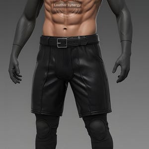 Handmade Black Leather Shorts for Men – Real Leather Cosplay Shorts for Men | Gothic Punk Festival Shorts
