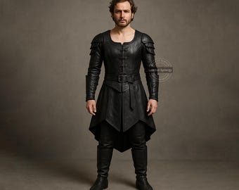 Handmade Men’s Genuine Cowhide Leather Armor Vest & Kilt Set | Custom Medieval LARP Outfit | Renaissance Cosplay Costume