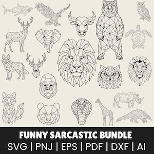 Geometric Animals SVG Bundle, Polygonal Wildlife Vector Cut Files