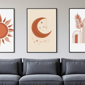 Earth Tone Wall Art, Set of 3 Neutral Boho Prints, Abstract Terracotta Decor, Mid Century Modern Art, Digital Download