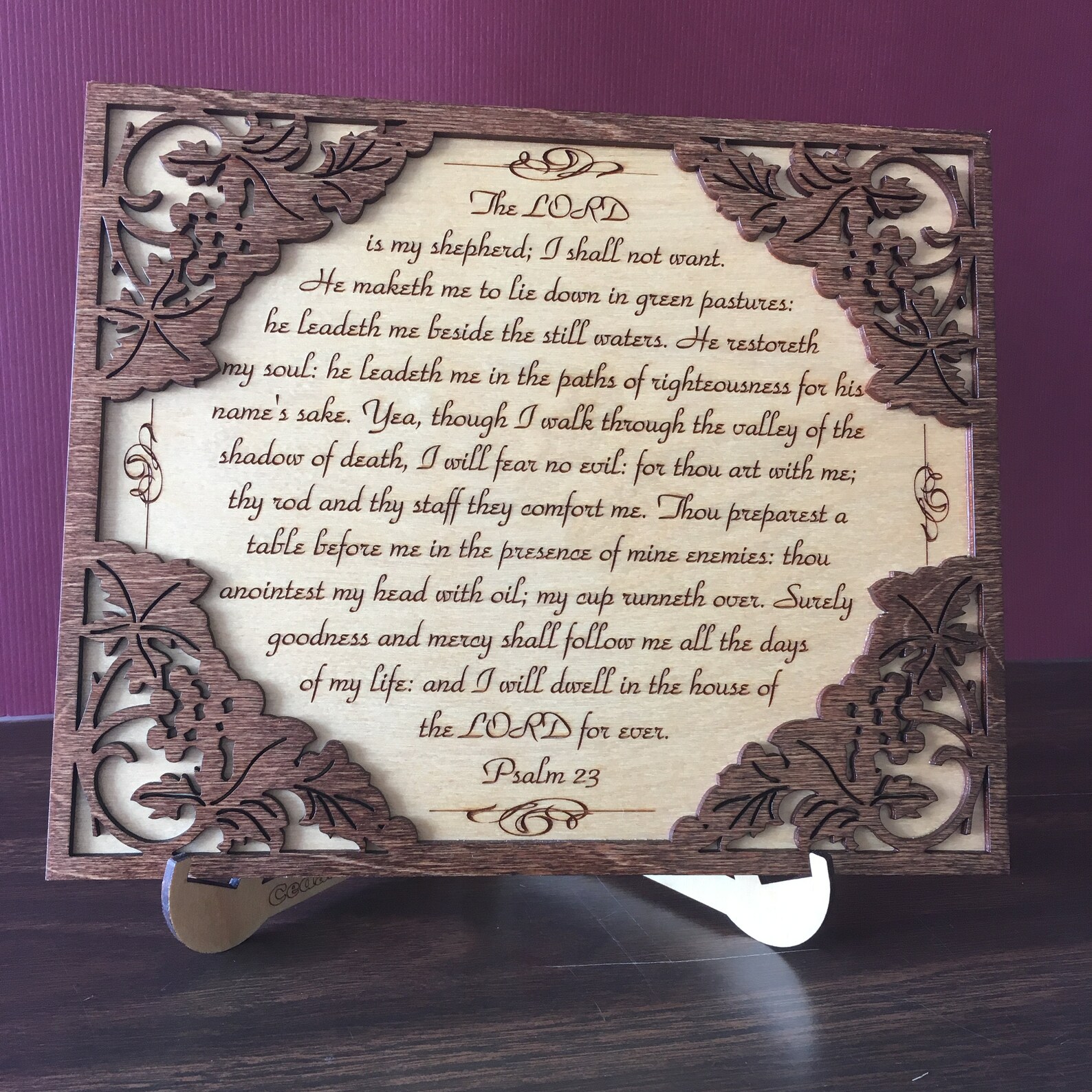 Psalm 23 Wood Plaque With Stand Etsy psalm-23-wood-plaque-with-stand-etsy