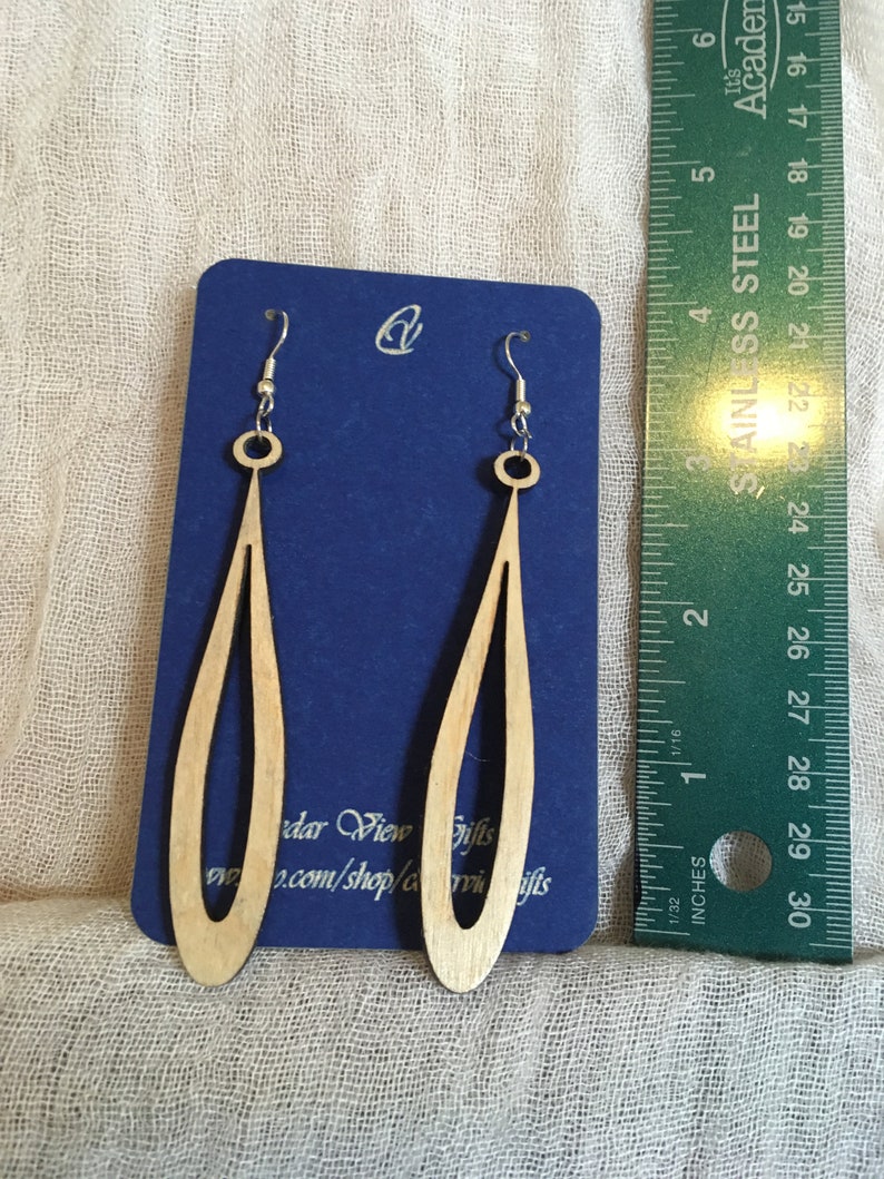 Natural Teardrop Wood Earrings