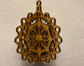 10 Flower Snowflake 3D Wood Ornament