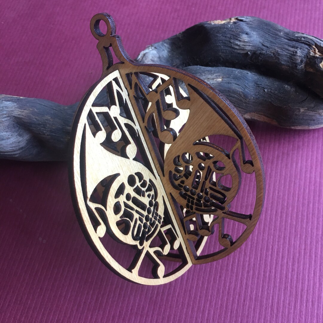 French Horn 3D Wood Ornament Etsy