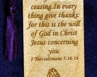 Wood Engraved Bookmark - Joy 1 Thessalonians 5:16-18 – Seeds