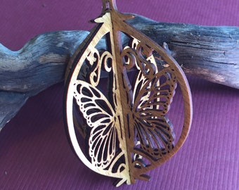 10 Butterfly 3D Wood Ornaments - SALE