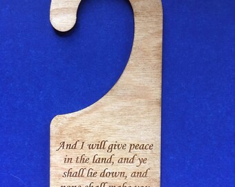 Wood Door Knob Hanger - Liviticus 26:6