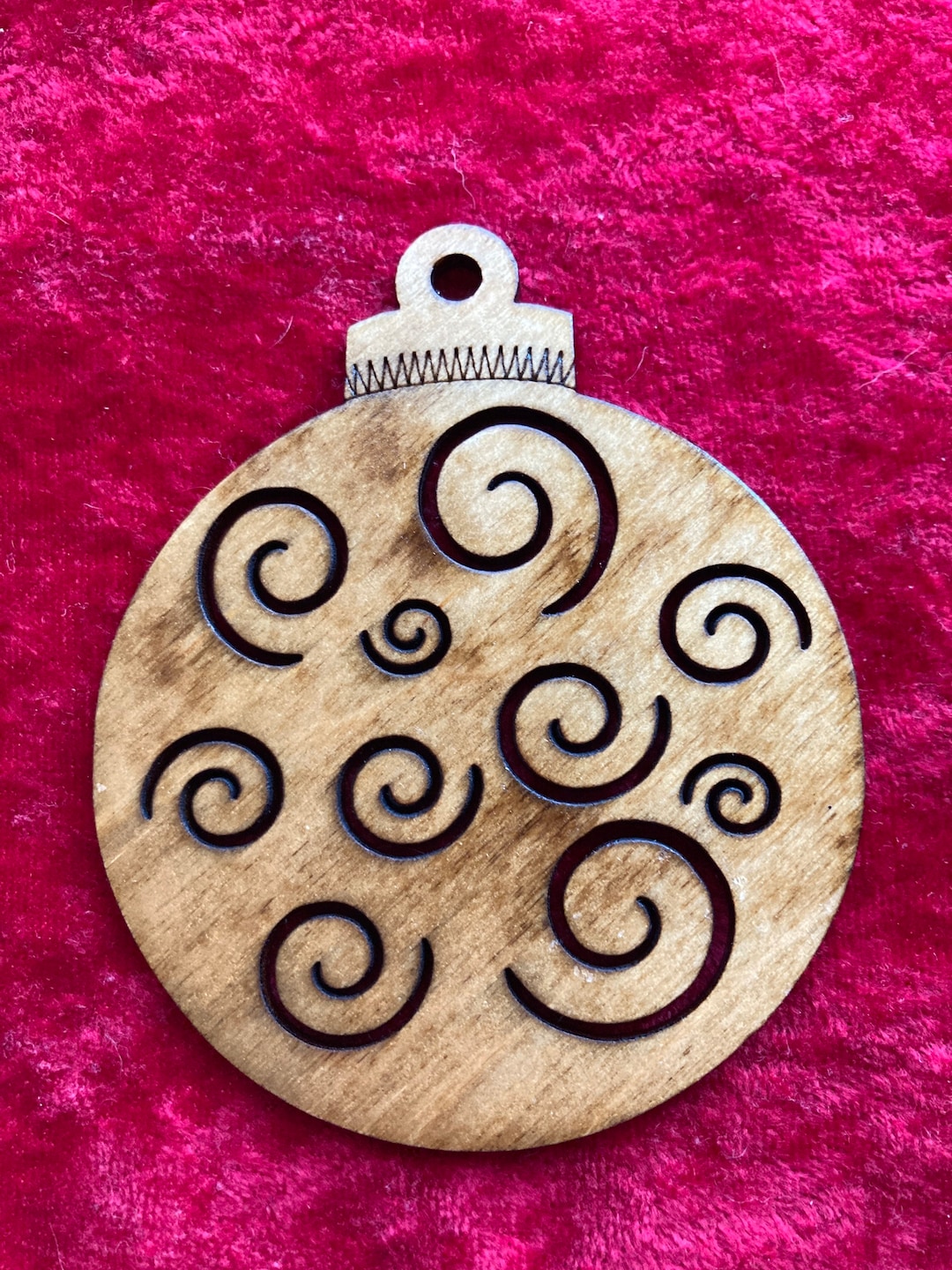 Christmas Ball Swirl Wood Ornament Etsy