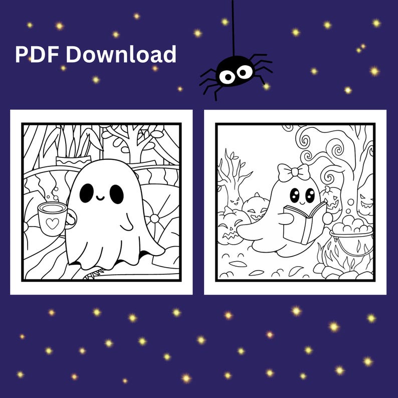 Cute & Spooky Halloween Coloring Pages - Etsy