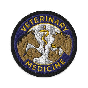 Veterinary Medicine Embroidered Patch: Vet Med Badge with Animals