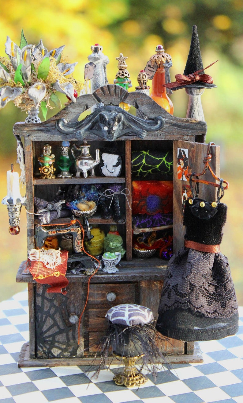 Dollhouse Miniature Witch Sewing and Stool 1/12 scale Etsy