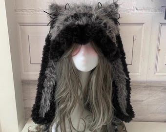 Crochet Animal Ear Beanie: Handmade Faux Fur Cat/Bunny Hat