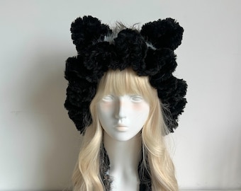 Capucha de zorro de hilo mezclado a mano: acogedora y única