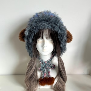 Sheep Ear Flap Hood - Hand-Mixed Yarn Cozy Whimsical Wear