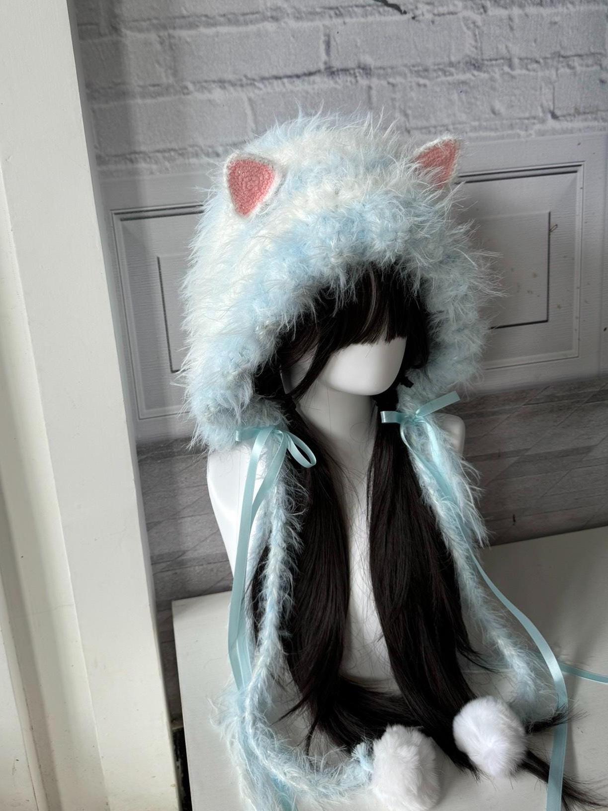 Handmade Plush Blue Cat Ear Hood – Cozy Costume - Etsy