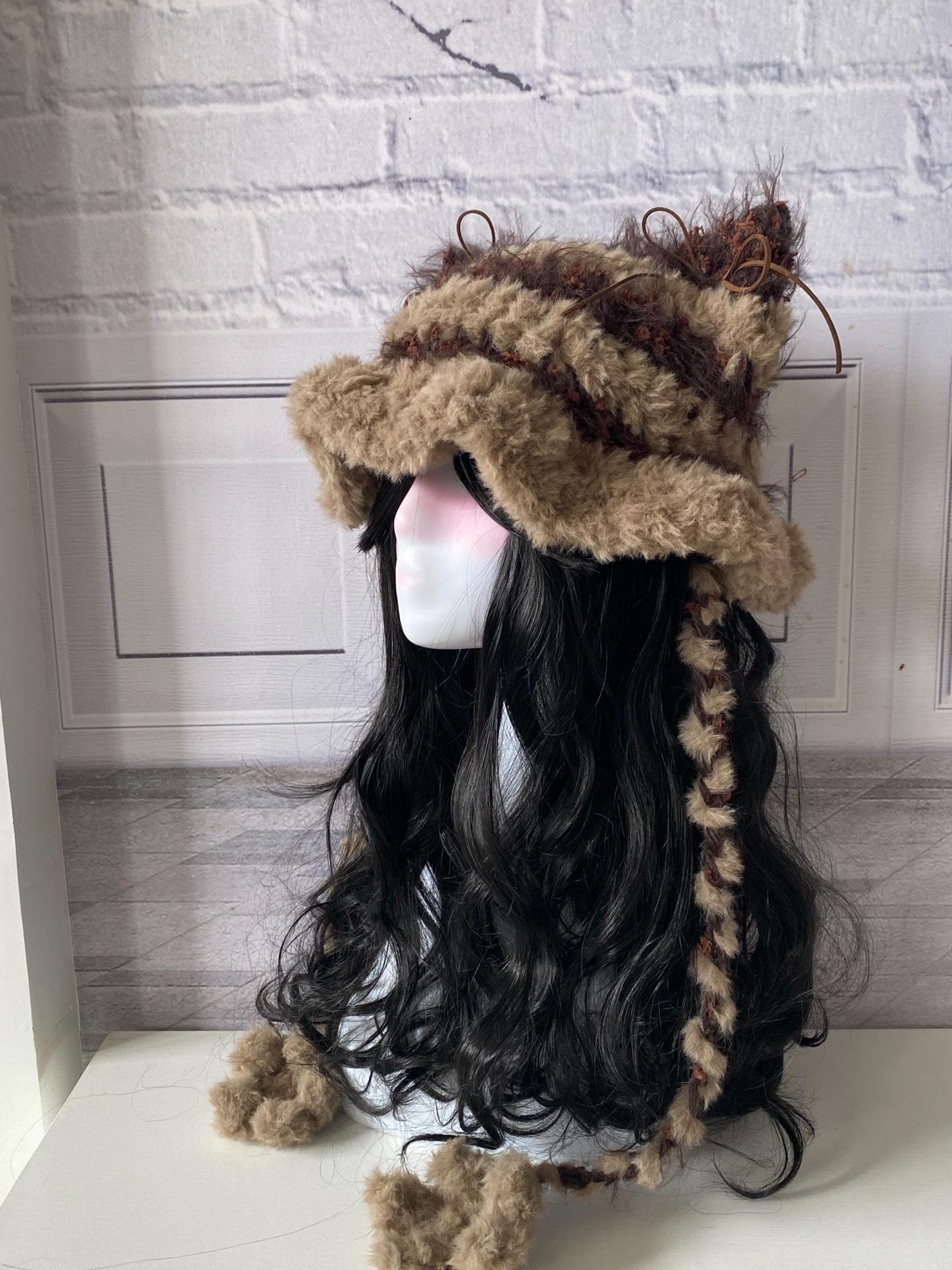 Handmade Cat Ear Beanie: Fluffy Brown Cosplay Winter Cap - Etsy display picture 2