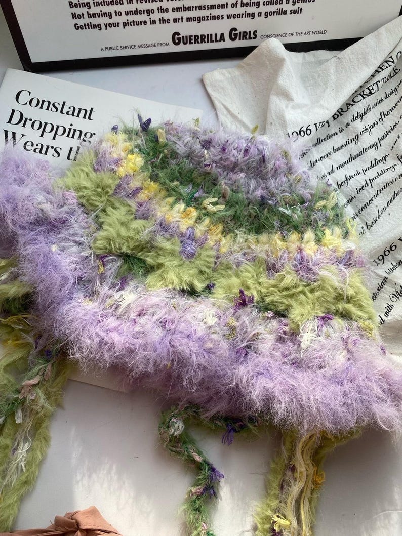 Mint Green Purple Handmade Crochet Fisherman Hat - Vibrant & Unique image 10