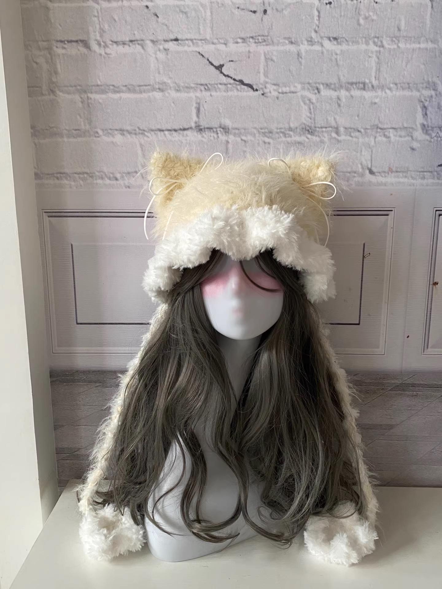 2328 Women Winter Ears Beret Wool French Beanie Hat Lolita Costume Kawaii Cat Cute Cat Ear Beret: Kawaii Wool Winter Hat & Cap (High  main image 2