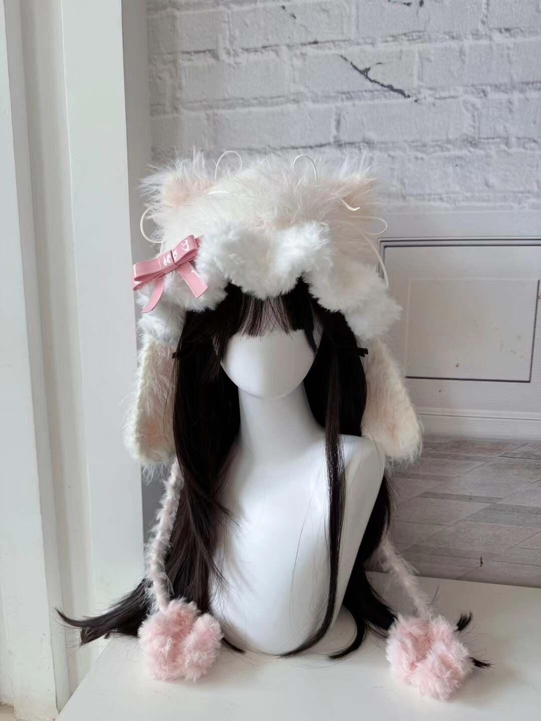 ? Iyoe Faux Fur Bunny Women White Cute Plush Rabbit Ears Winter Thick Cozy Hats IYOE Faux Fur Bunny Hat for Women Cute Plush Rabbit Ears  main image 3