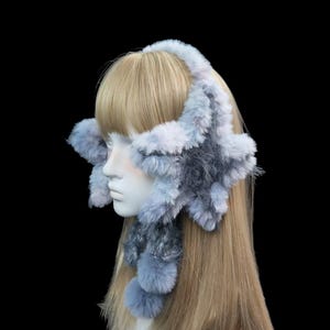 ハンドメイド スター フェアリーコア イヤーマフ パステルブルー プラッシュ フェスティバル ウィンター アクセサリー