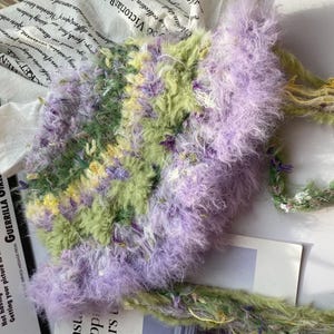 Mint Green Purple Handmade Crochet Fisherman Hat - Vibrant & Unique image 11