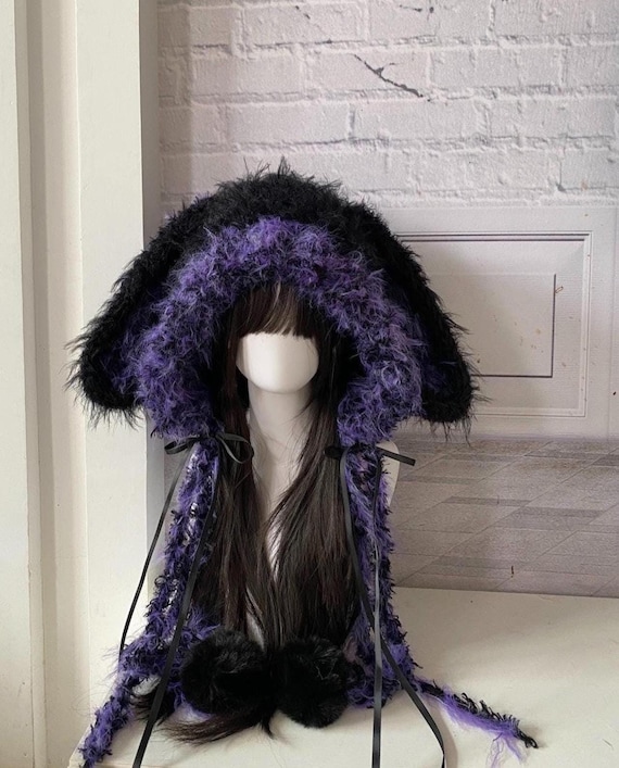 奥ゆかしい夜泣き婆Fuzzykon Rabbit long ear cap LXYZXZ Bunny Long Ears Funny Hat Fluffy Winter Cap Warm Knit