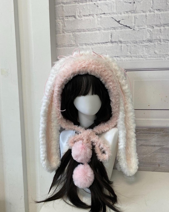 Women\'s Black Dark Green Bunny Hat Knit Plush Long Ears Fluffy Cosplay Party Hat 955af654-b870-4427-b2d6-  main image 3