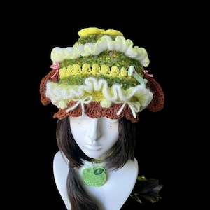 Whimsical Green Crochet Bone Hat - Handmade Charm