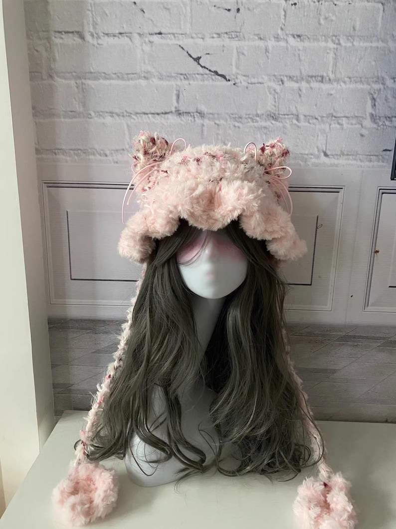 Pink Cat Ear Beanie Handmade Plush Strawberry Kitty Bonnet Etsy UK pink-cat-ear-beanie-handmade-plush-strawberry-kitty-bonnet-etsy-uk
