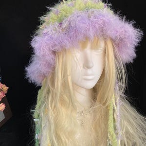 Mint Green Purple Handmade Crochet Fisherman Hat - Vibrant & Unique image 7